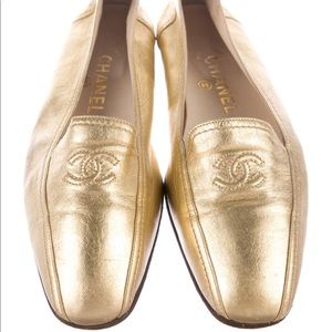 Chanel Metallic CC Loafers